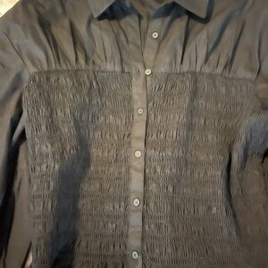 GAP Black Textured Blouse